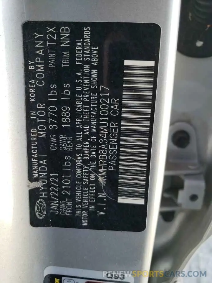 13 Photograph of a damaged car KMHRB8A34MU100217 HYUNDAI VENUE 2021