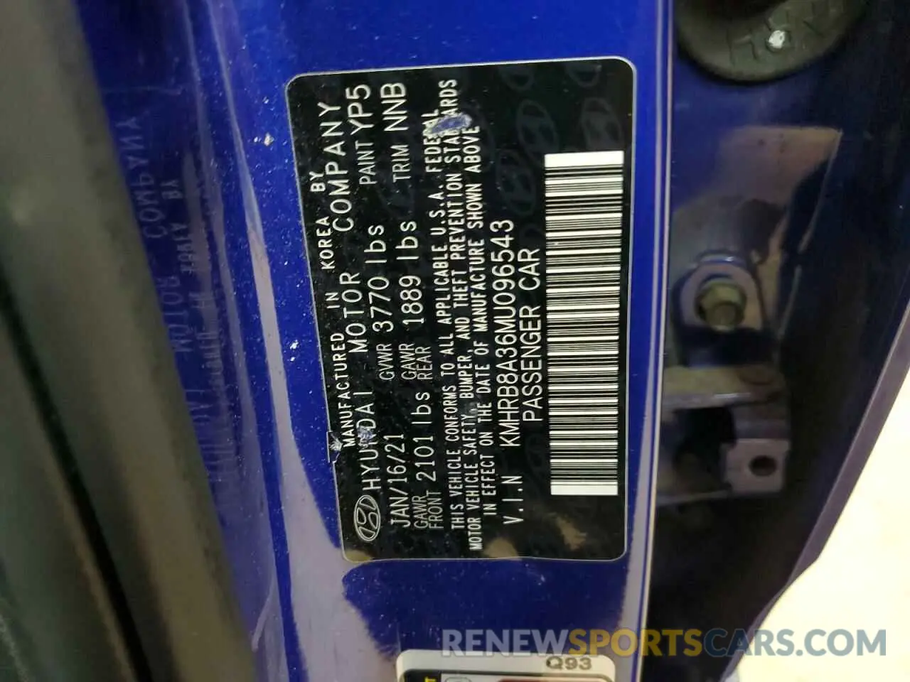 12 Photograph of a damaged car KMHRB8A36MU096543 HYUNDAI VENUE 2021