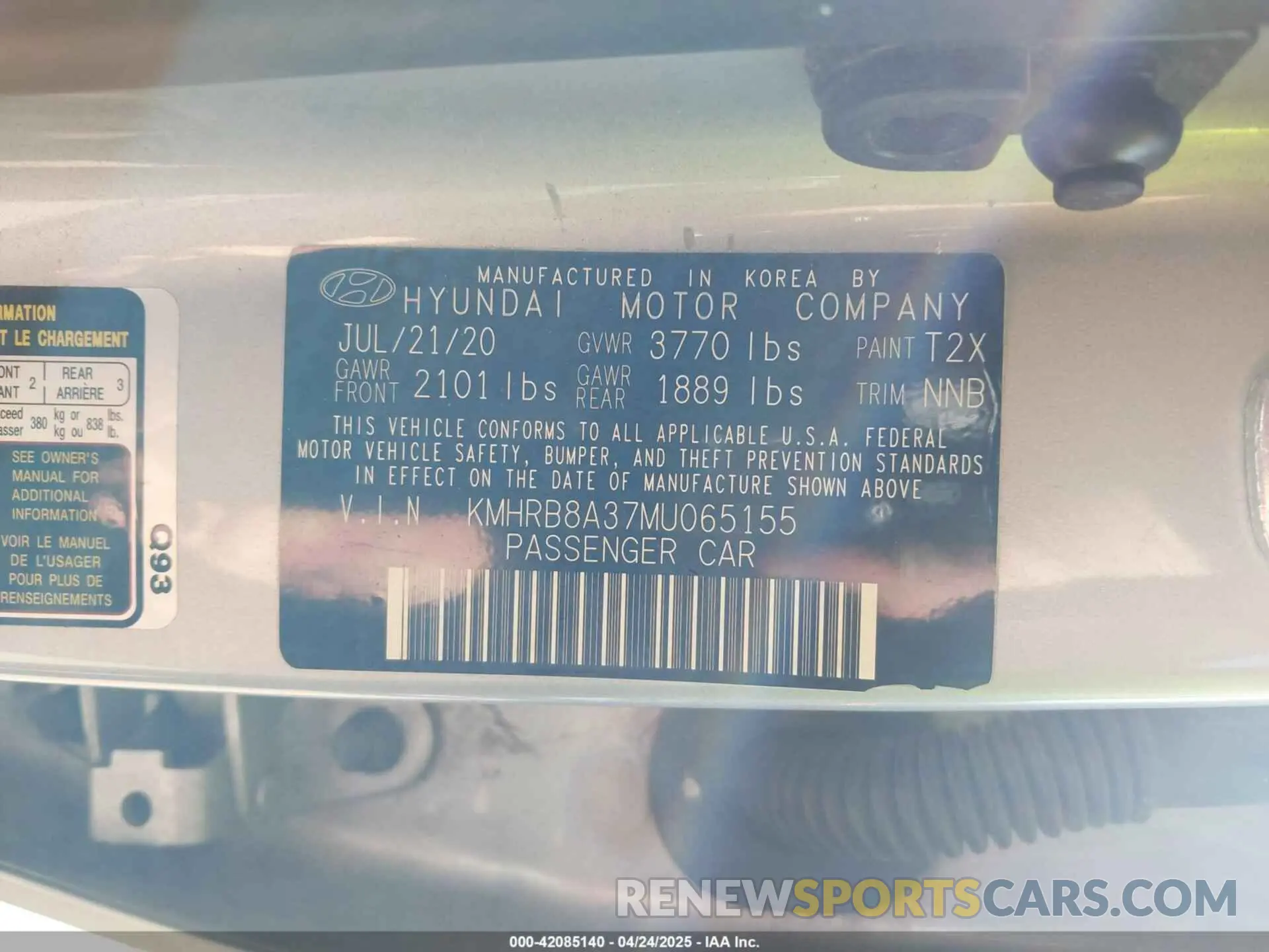 9 Photograph of a damaged car KMHRB8A37MU065155 HYUNDAI VENUE 2021