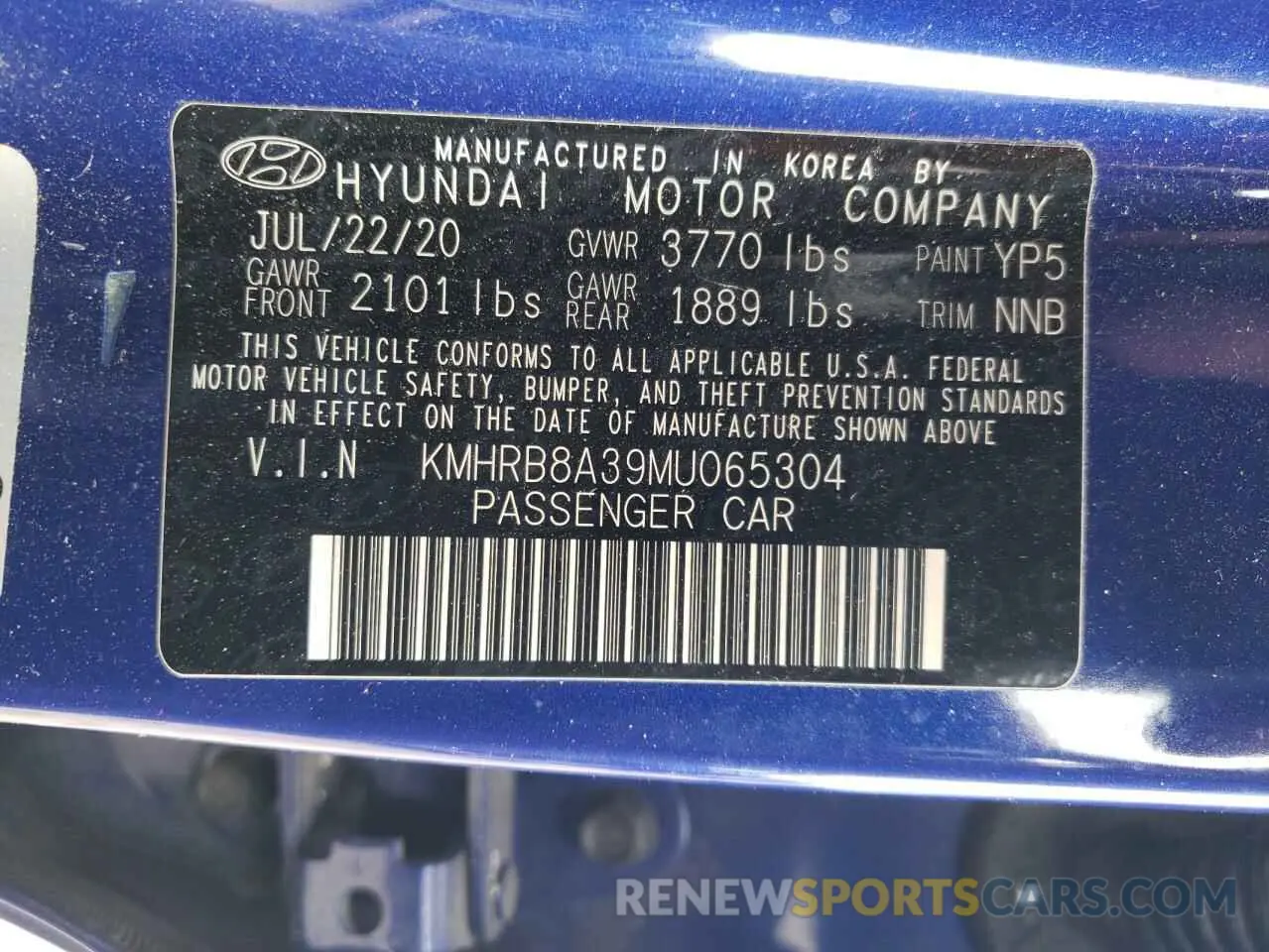 15 Photograph of a damaged car KMHRB8A39MU065304 HYUNDAI VENUE 2021