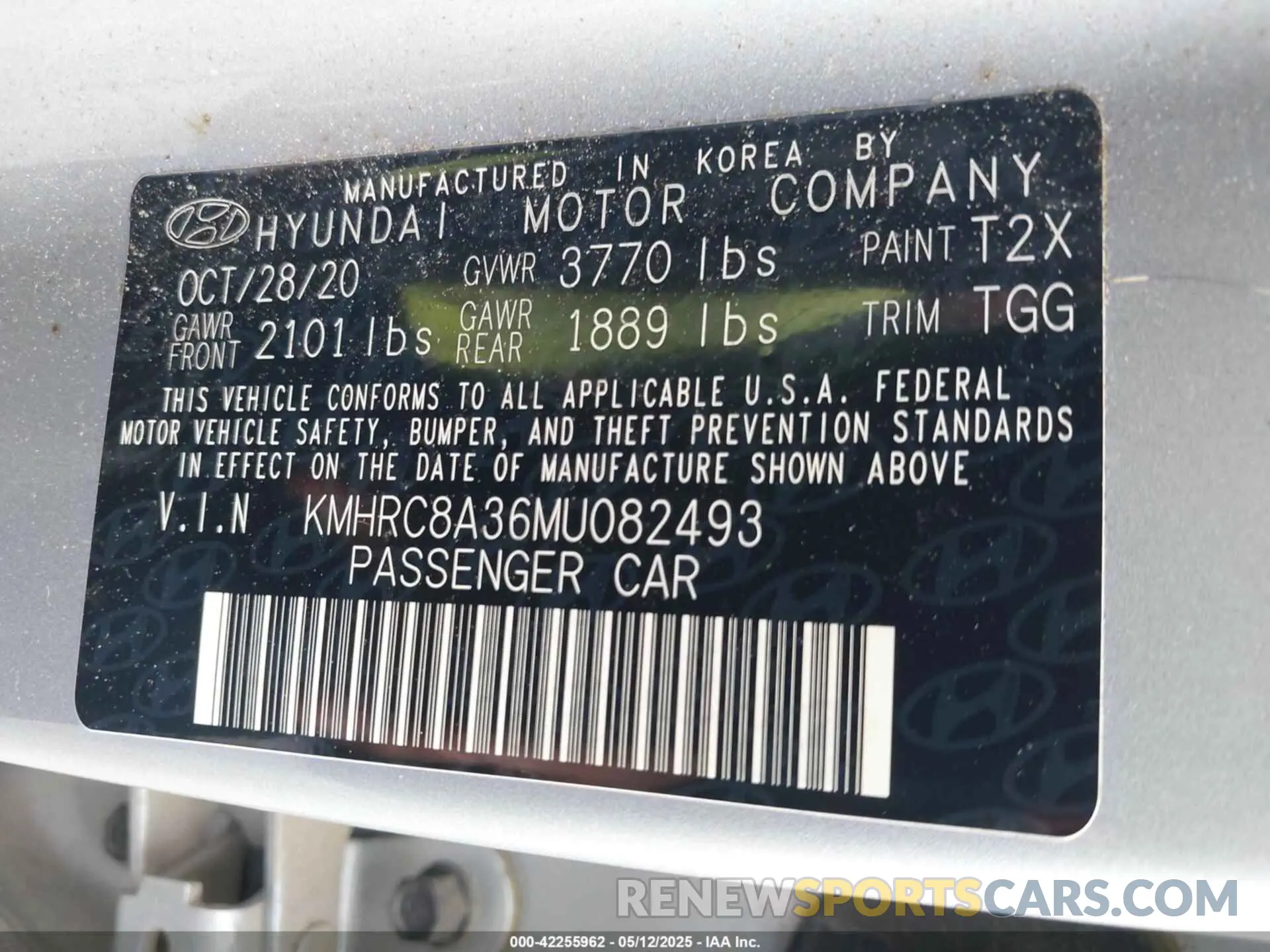 9 Фотография поврежденного автомобиля KMHRC8A36MU082493 HYUNDAI VENUE 2021