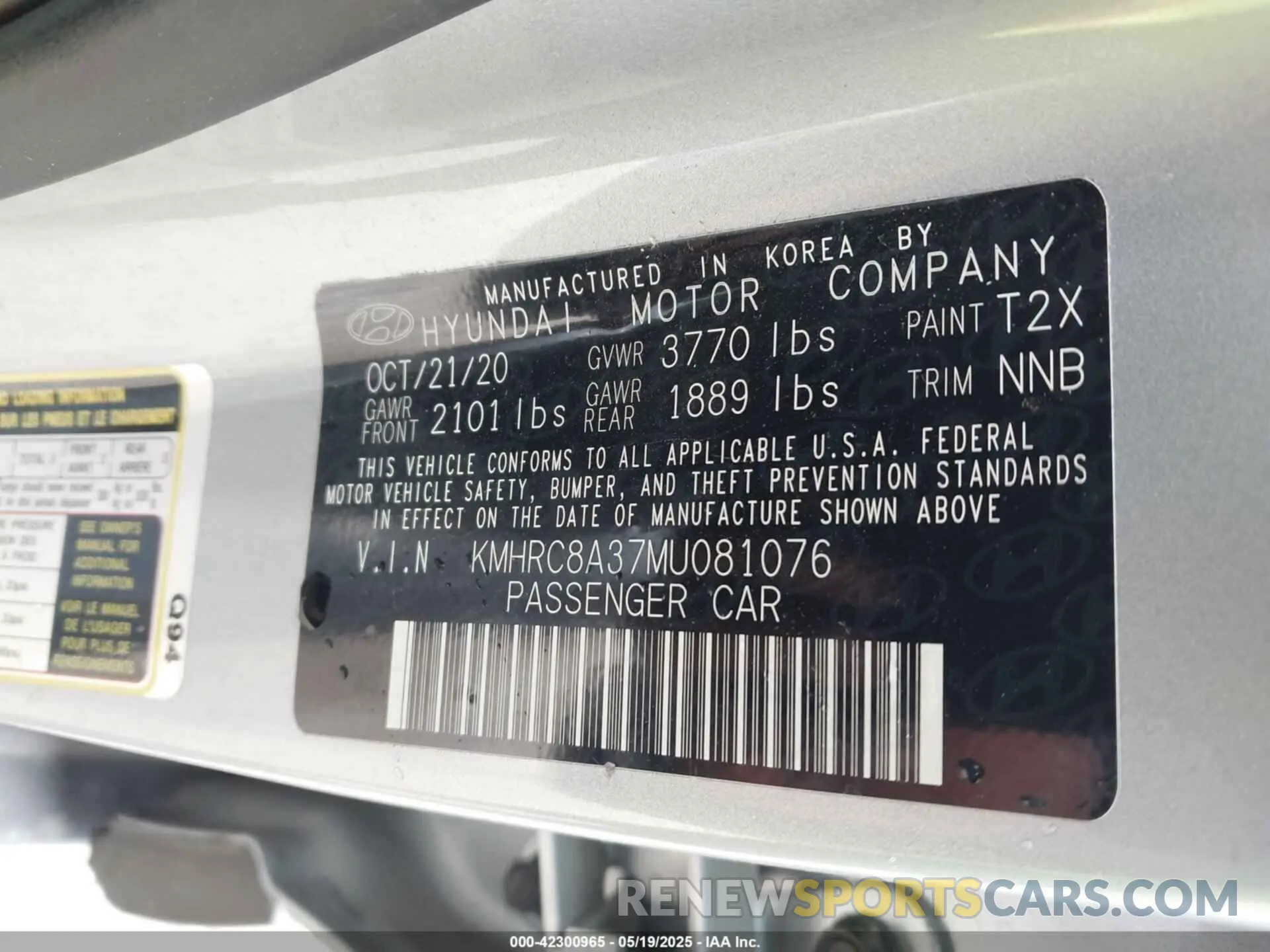 9 Photograph of a damaged car KMHRC8A37MU081076 HYUNDAI VENUE 2021