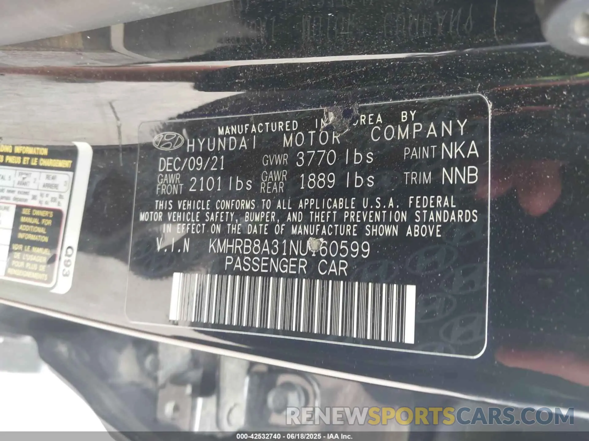 9 Photograph of a damaged car KMHRB8A31NU160599 HYUNDAI VENUE 2022