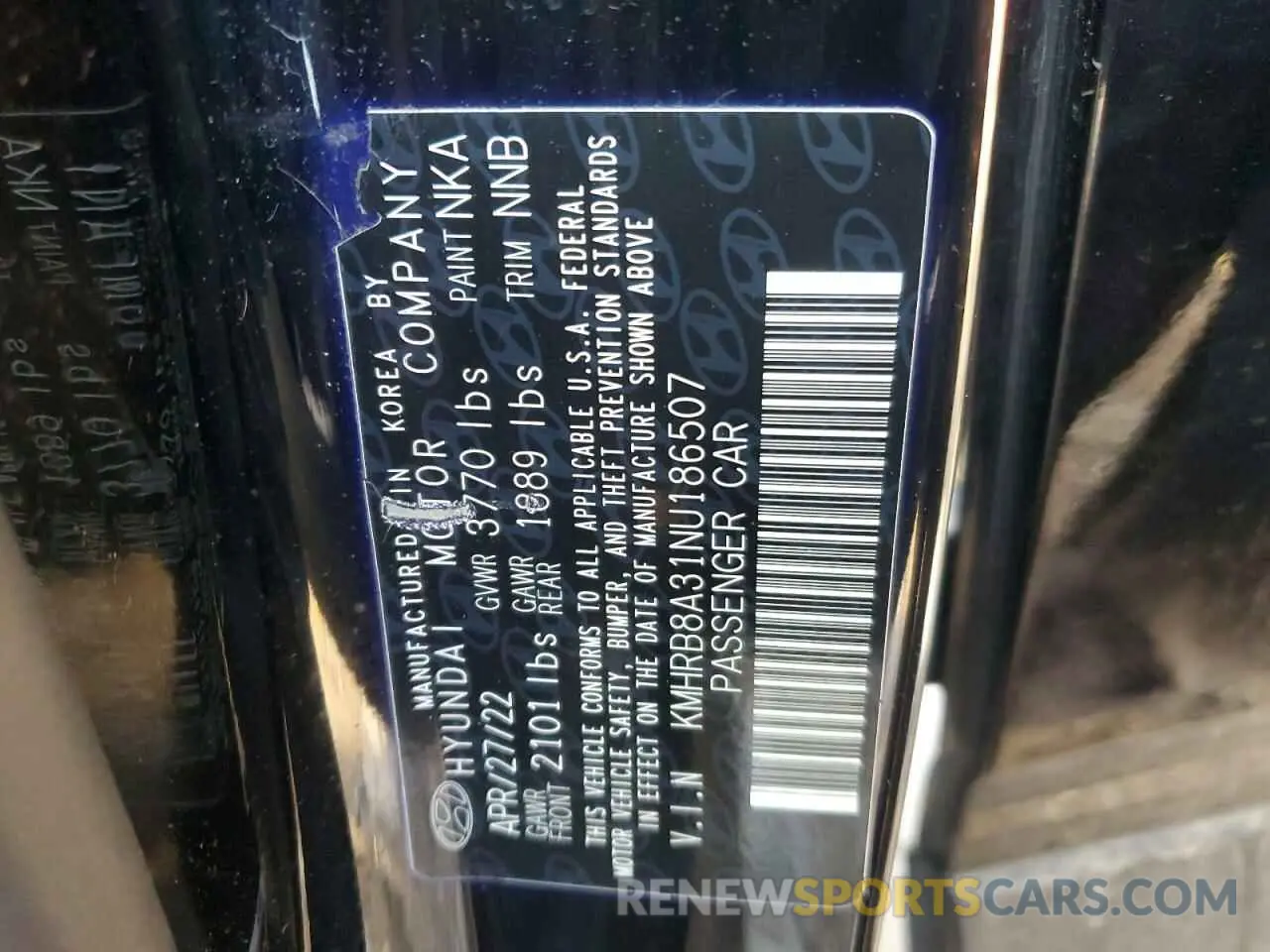 12 Photograph of a damaged car KMHRB8A31NU186507 HYUNDAI VENUE 2022