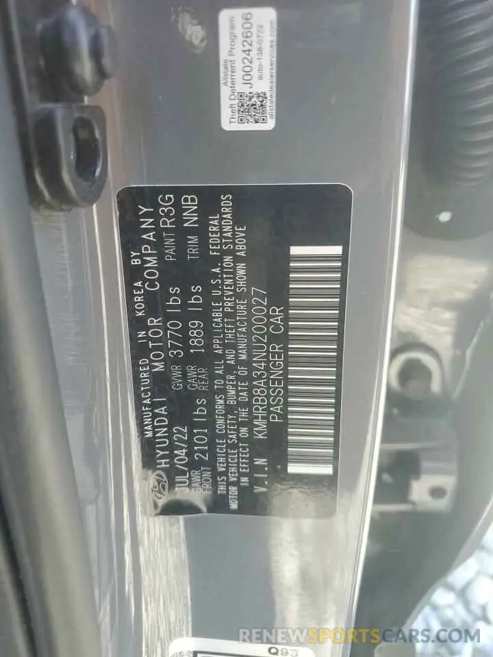 15 Photograph of a damaged car KMHRB8A34NU200027 HYUNDAI VENUE 2022