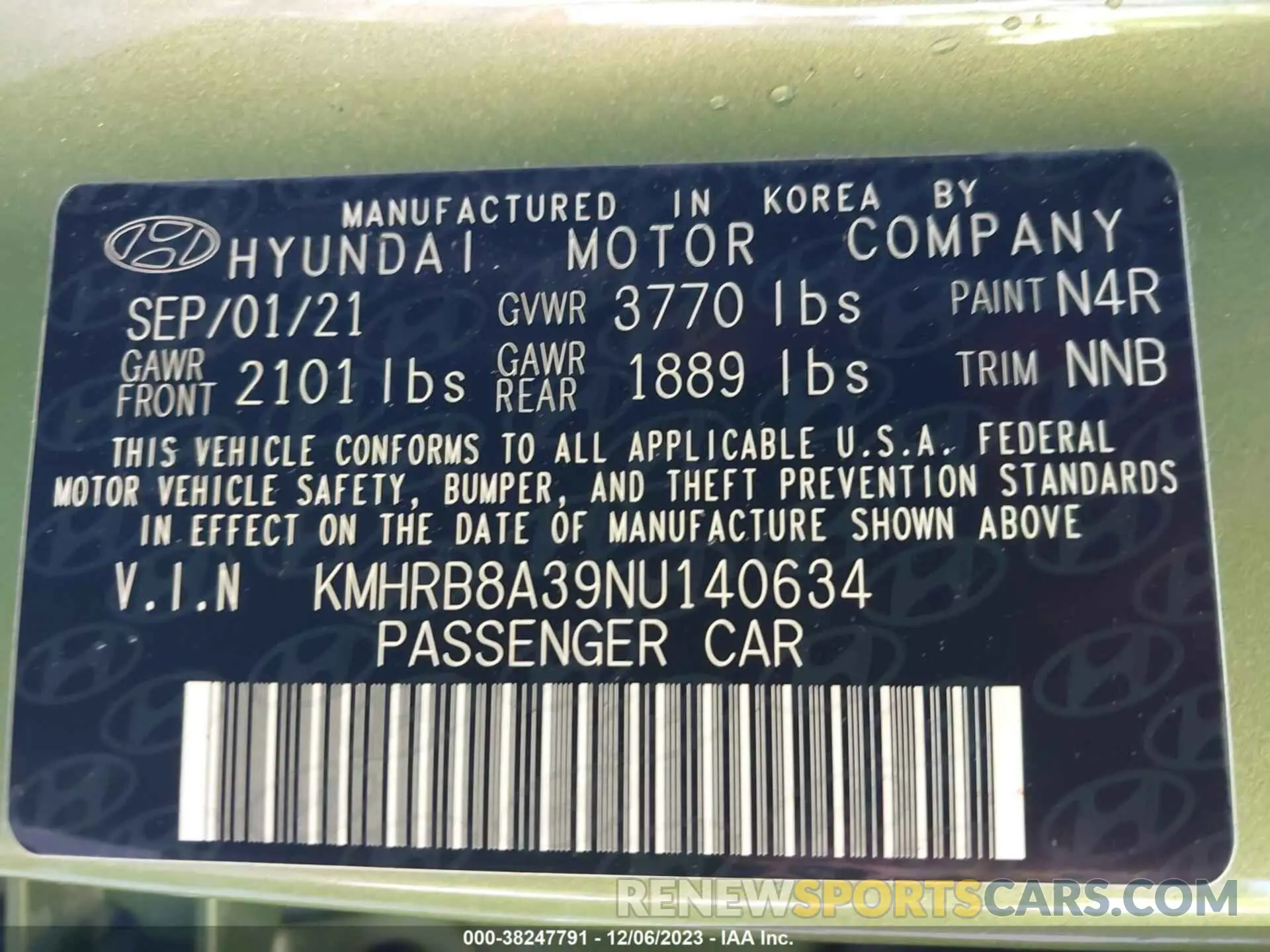 9 Фотография поврежденного автомобиля KMHRB8A39NU140634 HYUNDAI VENUE 2022