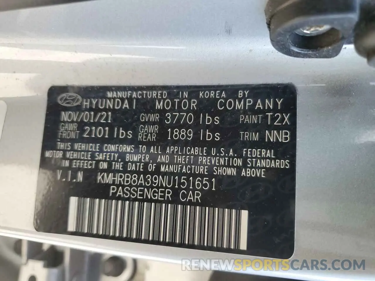12 Photograph of a damaged car KMHRB8A39NU151651 HYUNDAI VENUE 2022