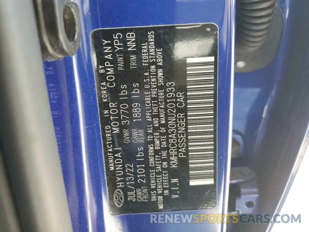 14 Photograph of a damaged car KMHRC8A30NU201933 HYUNDAI VENUE 2022