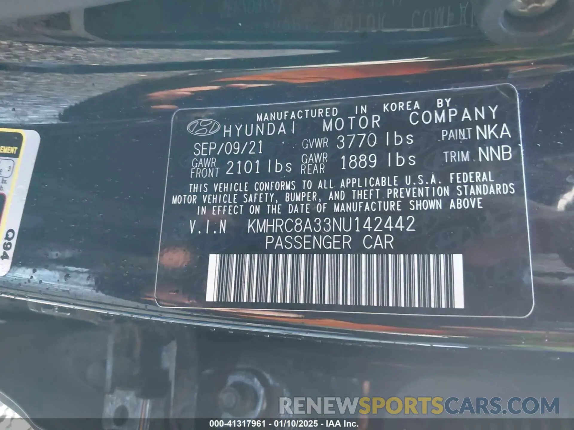 9 Фотография поврежденного автомобиля KMHRC8A33NU142442 HYUNDAI VENUE 2022