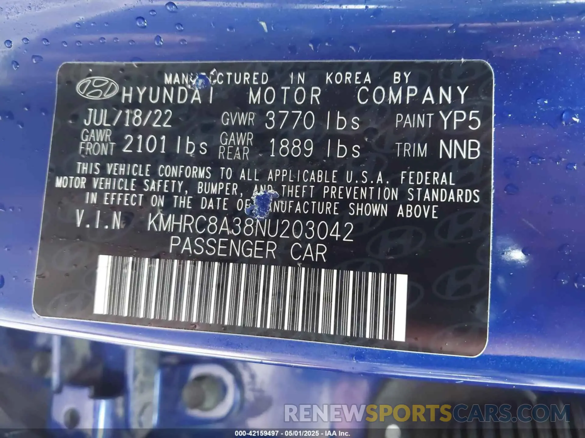 9 Photograph of a damaged car KMHRC8A38NU203042 HYUNDAI VENUE 2022