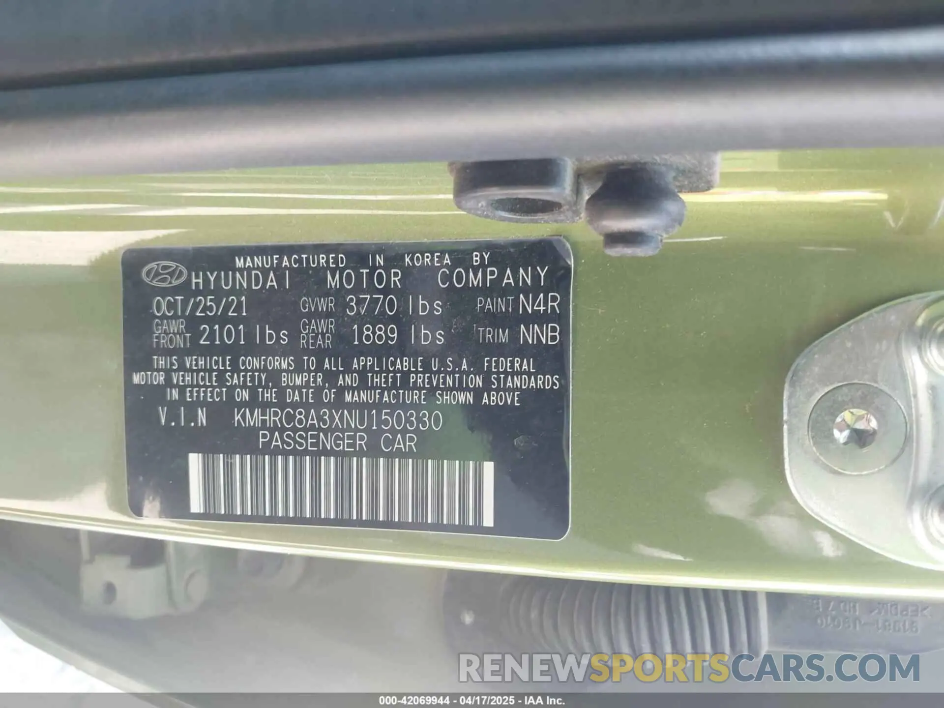 9 Фотография поврежденного автомобиля KMHRC8A3XNU150330 HYUNDAI VENUE 2022