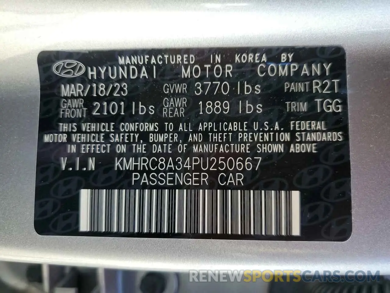 13 Photograph of a damaged car KMHRC8A34PU250667 HYUNDAI VENUE 2023