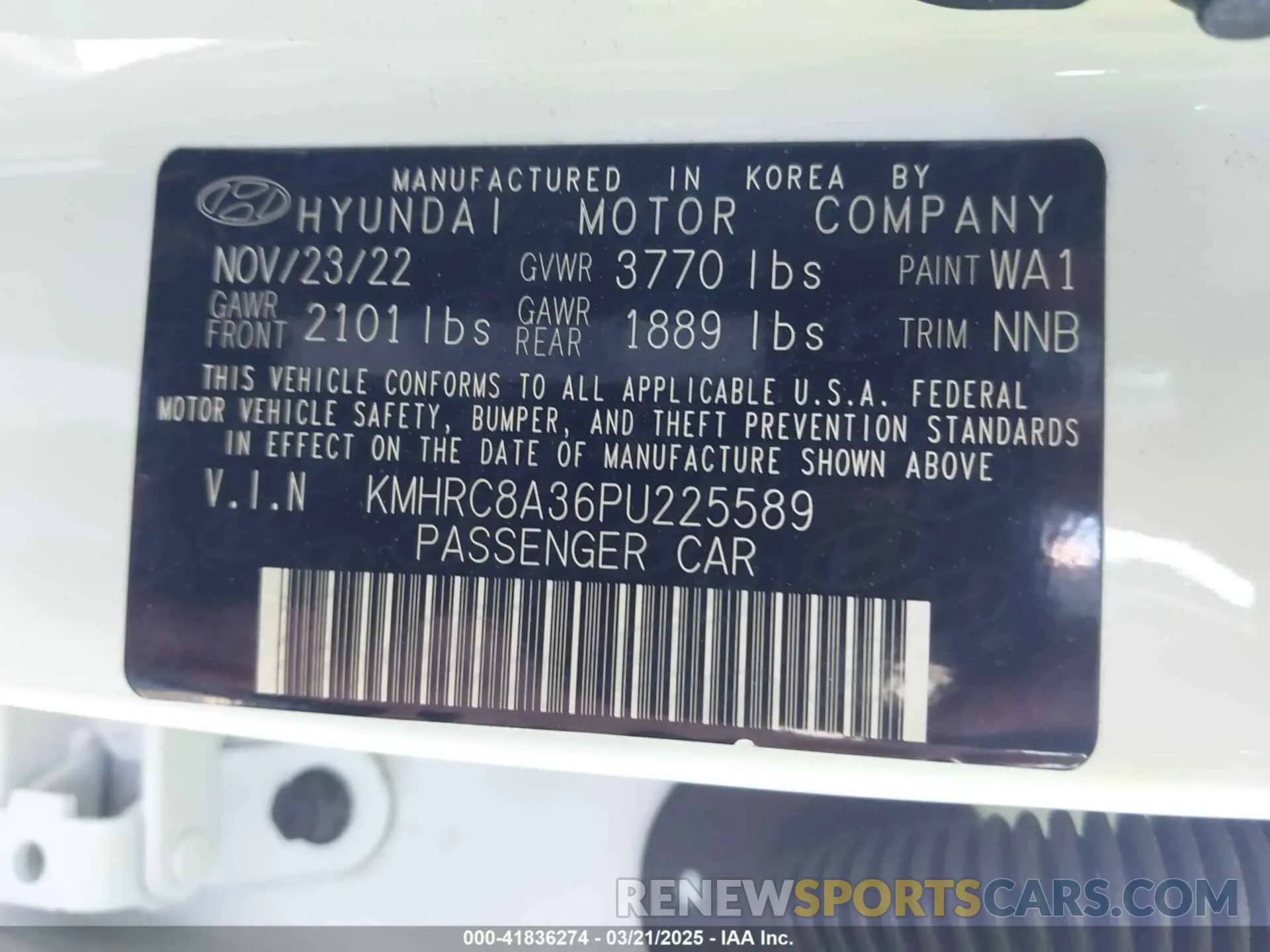 9 Photograph of a damaged car KMHRC8A36PU225589 HYUNDAI VENUE 2023