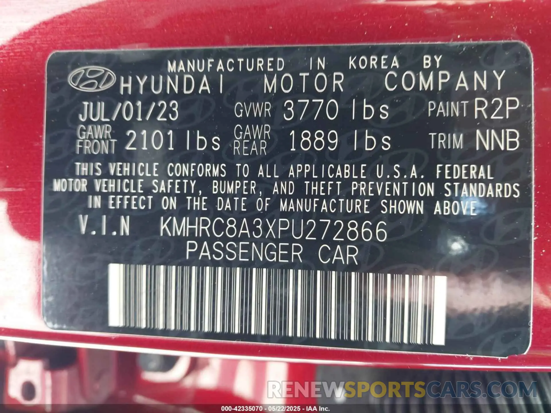 9 Photograph of a damaged car KMHRC8A3XPU272866 HYUNDAI VENUE 2023
