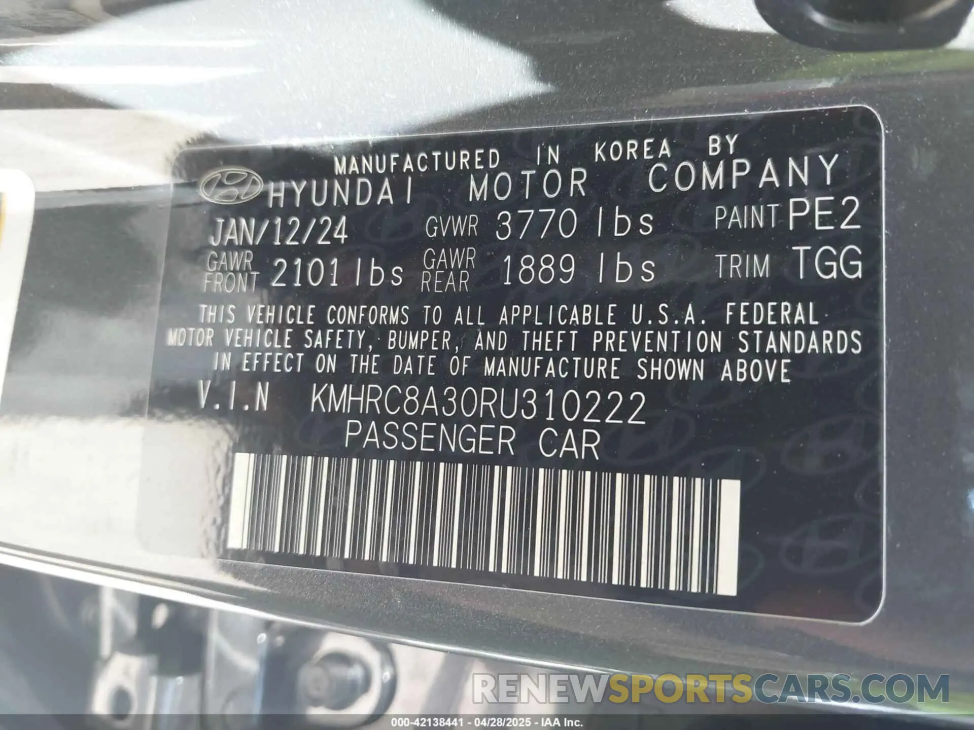 9 Фотография поврежденного автомобиля KMHRC8A30RU310222 HYUNDAI VENUE 2024