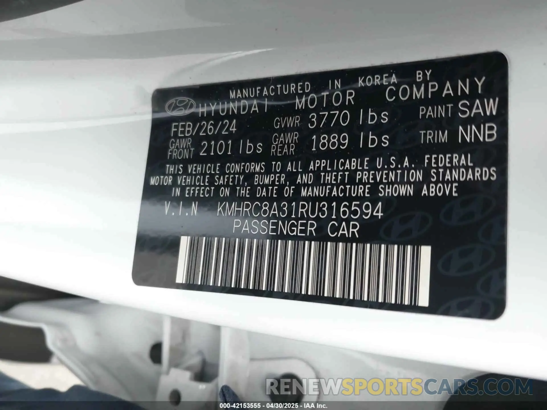 9 Фотография поврежденного автомобиля KMHRC8A31RU316594 HYUNDAI VENUE 2024