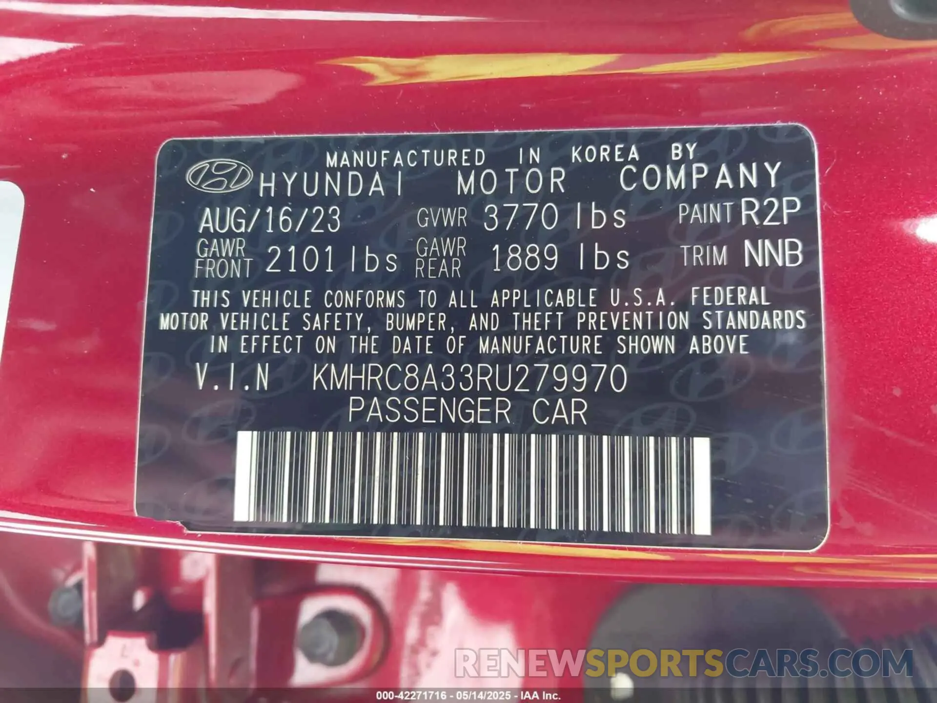 9 Фотография поврежденного автомобиля KMHRC8A33RU279970 HYUNDAI VENUE 2024