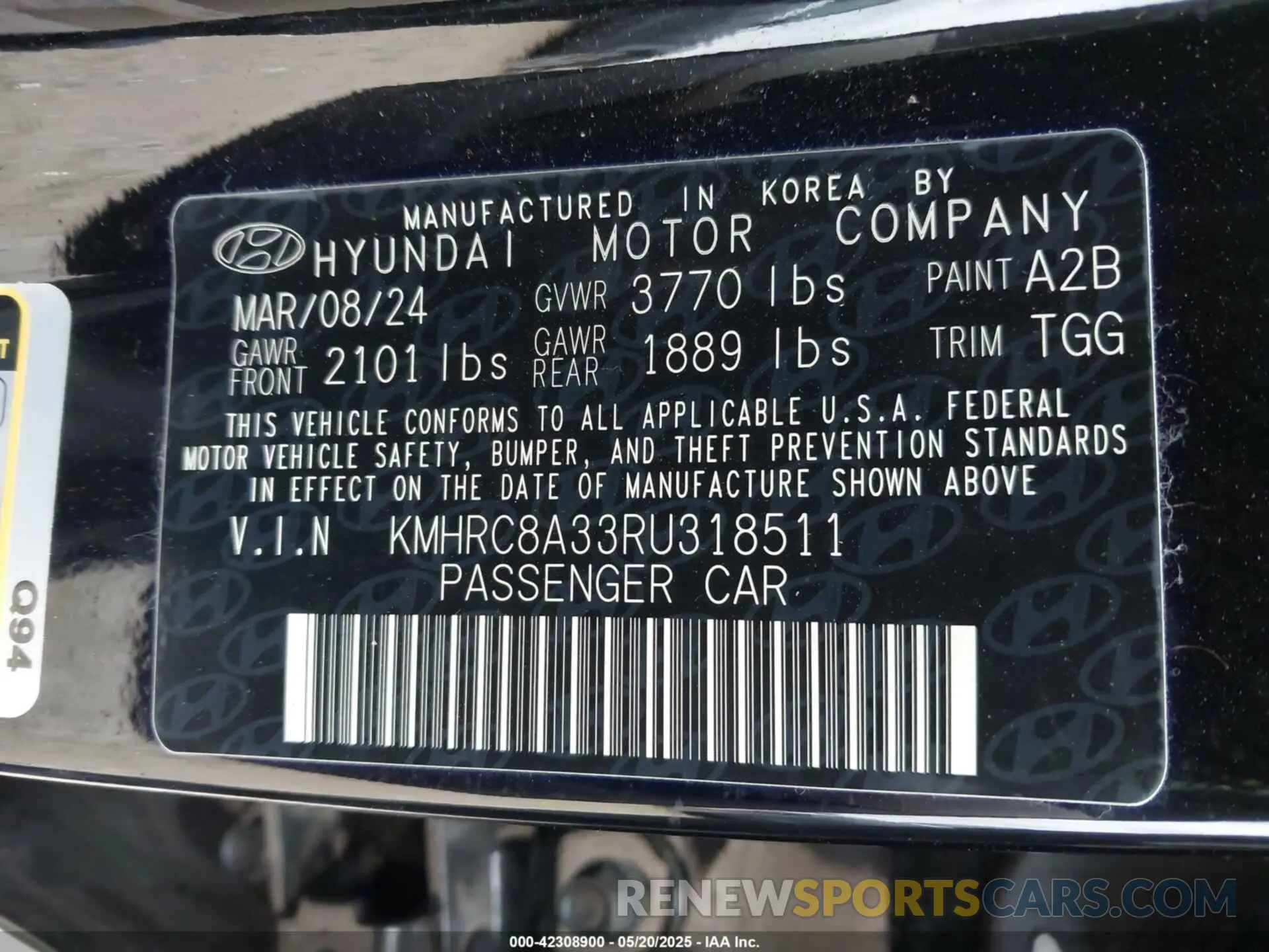 9 Photograph of a damaged car KMHRC8A33RU318511 HYUNDAI VENUE 2024