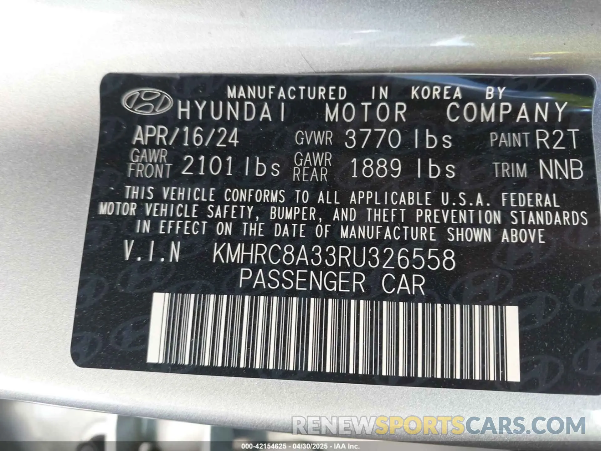 9 Фотография поврежденного автомобиля KMHRC8A33RU326558 HYUNDAI VENUE 2024