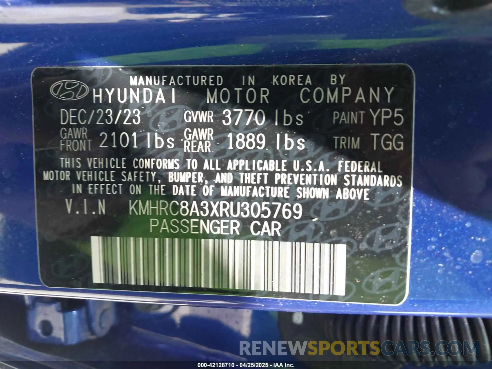 9 Photograph of a damaged car KMHRC8A3XRU305769 HYUNDAI VENUE 2024