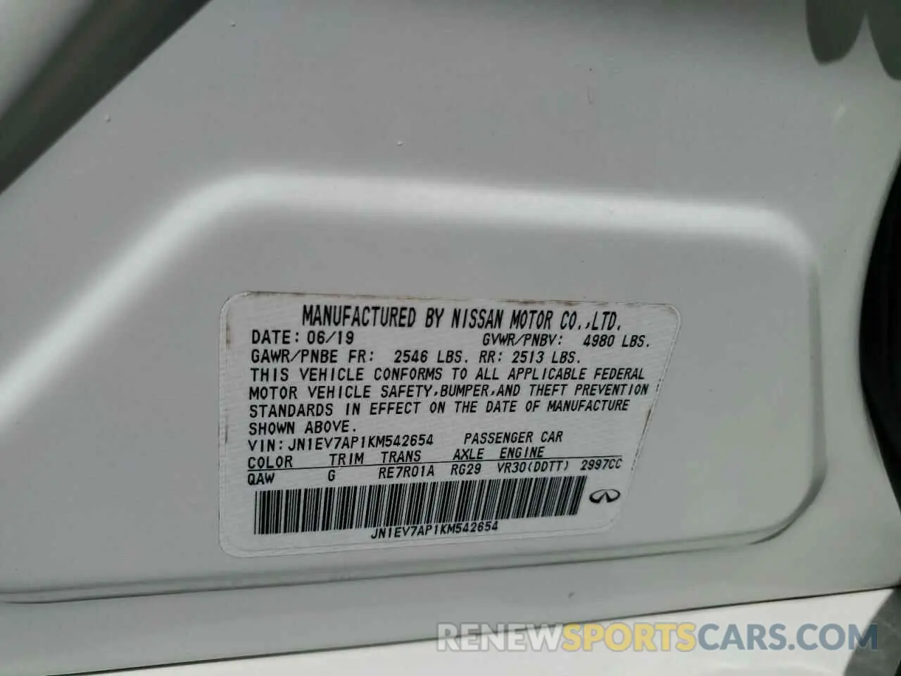 14 Фотография поврежденного автомобиля JN1EV7AP1KM542654 INFINITI Q50 2019