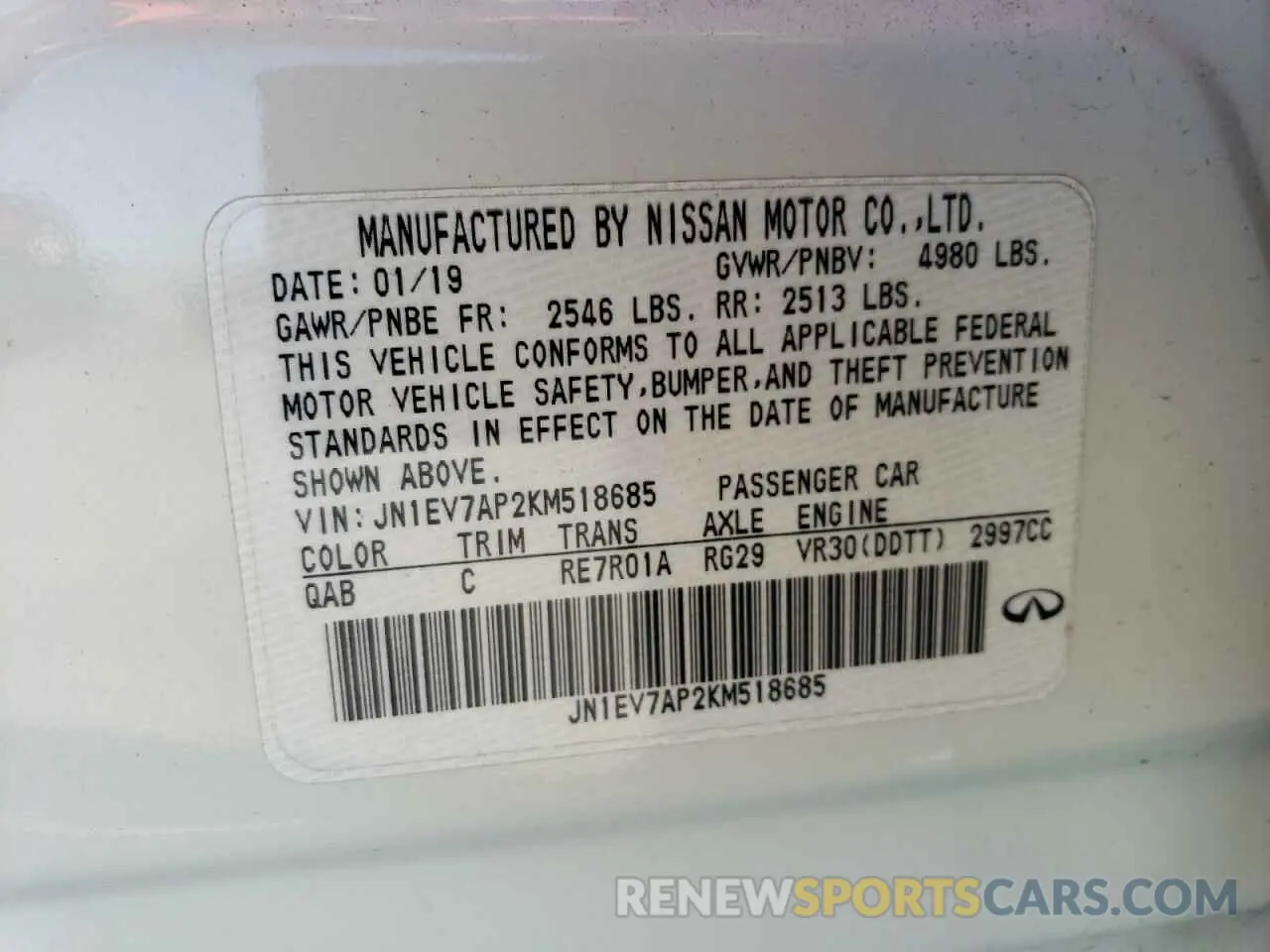 14 Фотография поврежденного автомобиля JN1EV7AP2KM518685 INFINITI Q50 2019
