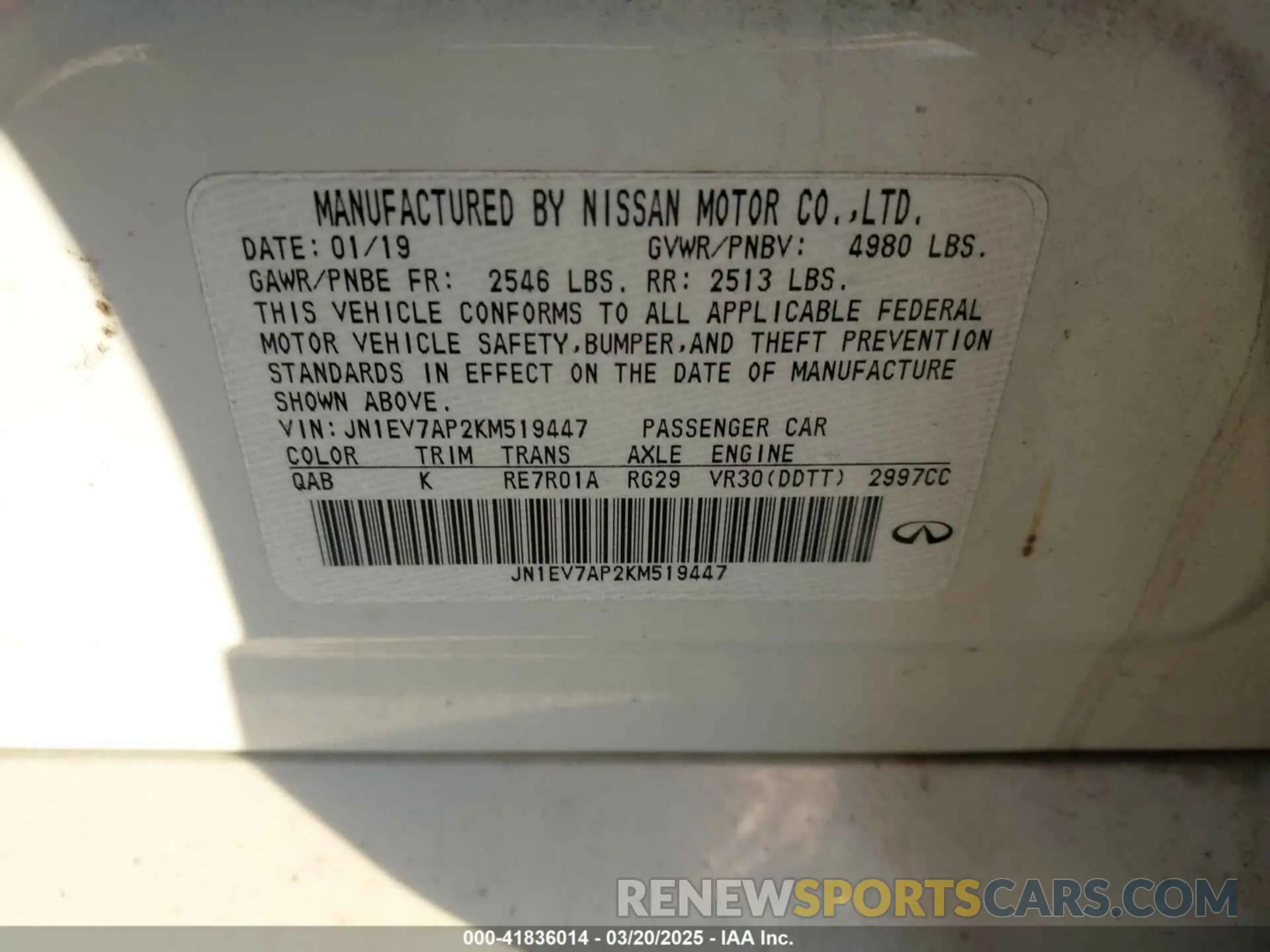 9 Photograph of a damaged car JN1EV7AP2KM519447 INFINITI Q50 2019