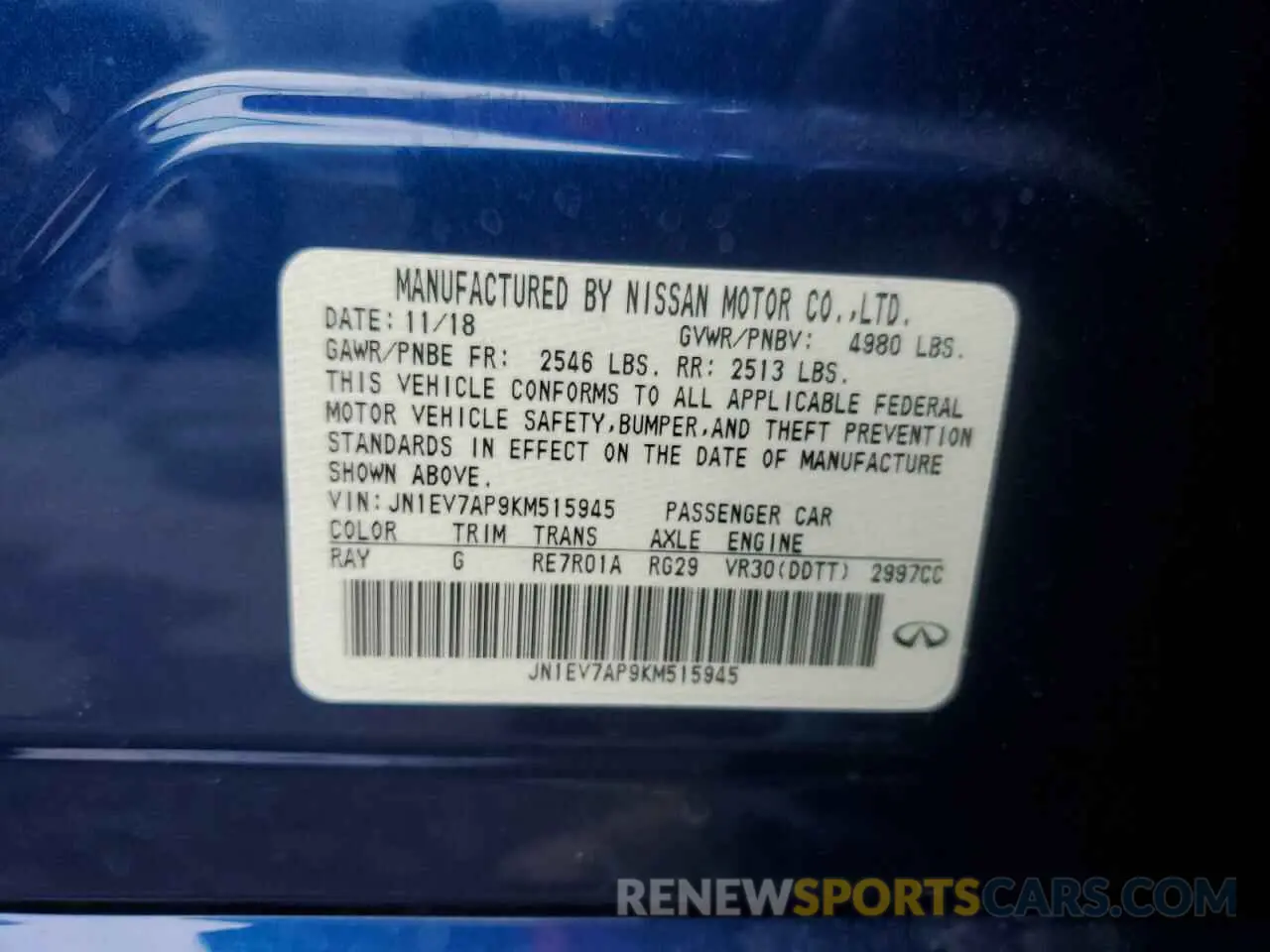 12 Фотография поврежденного автомобиля JN1EV7AP9KM515945 INFINITI Q50 2019