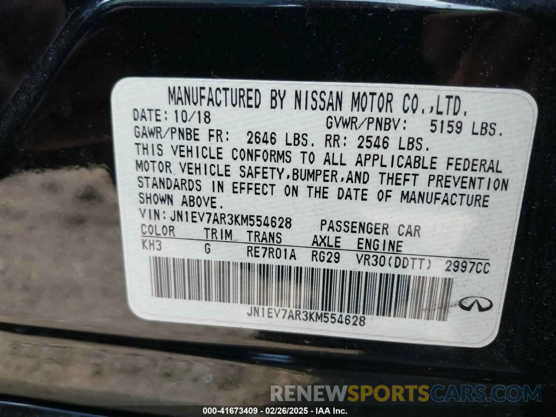 9 Photograph of a damaged car JN1EV7AR3KM554628 INFINITI Q50 2019