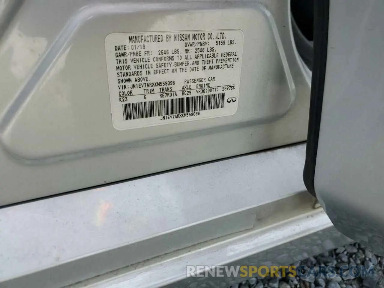 12 Photograph of a damaged car JN1EV7ARXKM559096 INFINITI Q50 2019