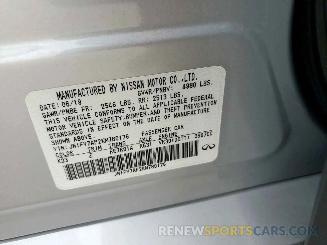 12 Фотография поврежденного автомобиля JN1FV7AP2KM780176 INFINITI Q50 2019