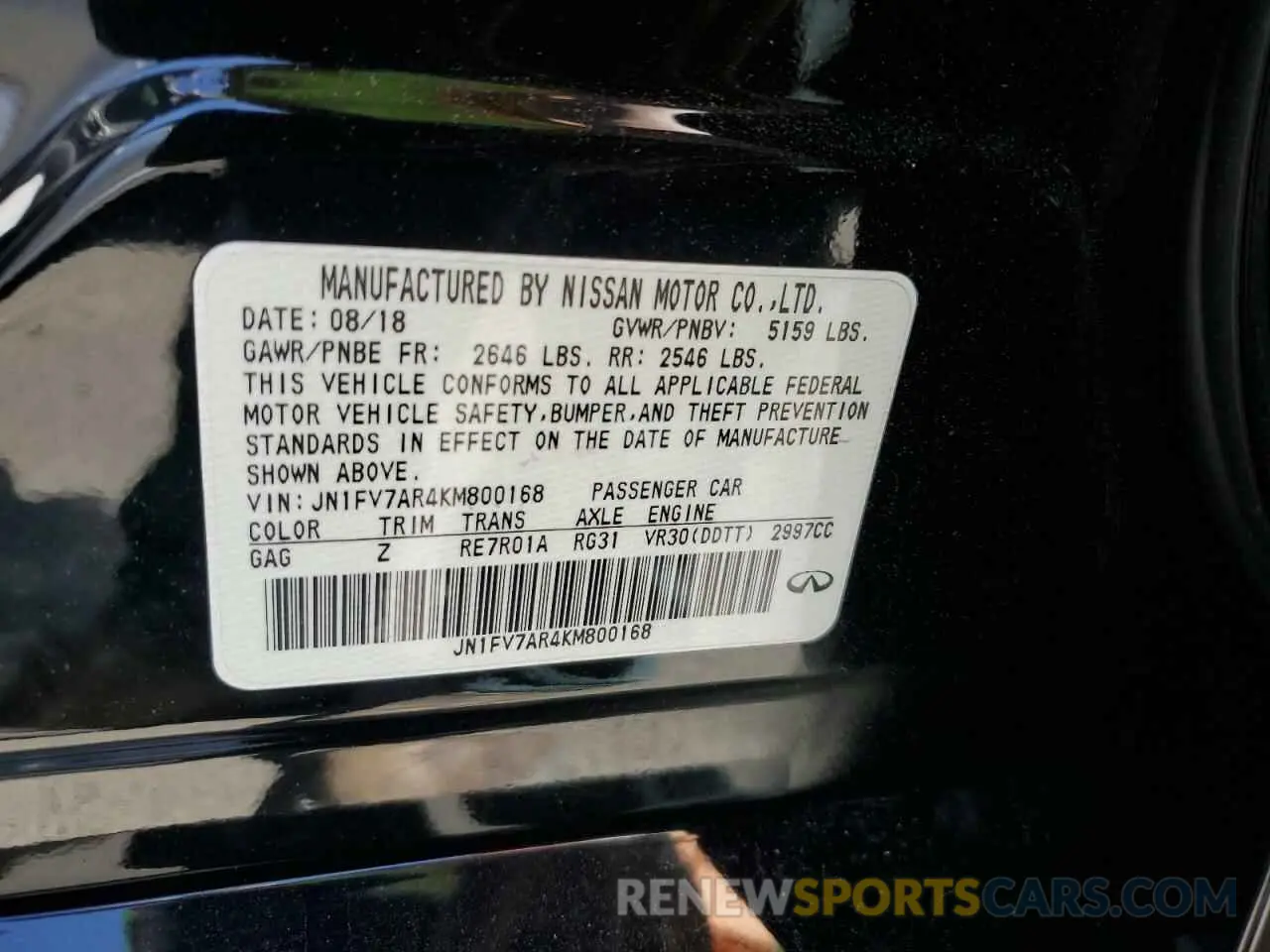 12 Фотография поврежденного автомобиля JN1FV7AR4KM800168 INFINITI Q50 2019