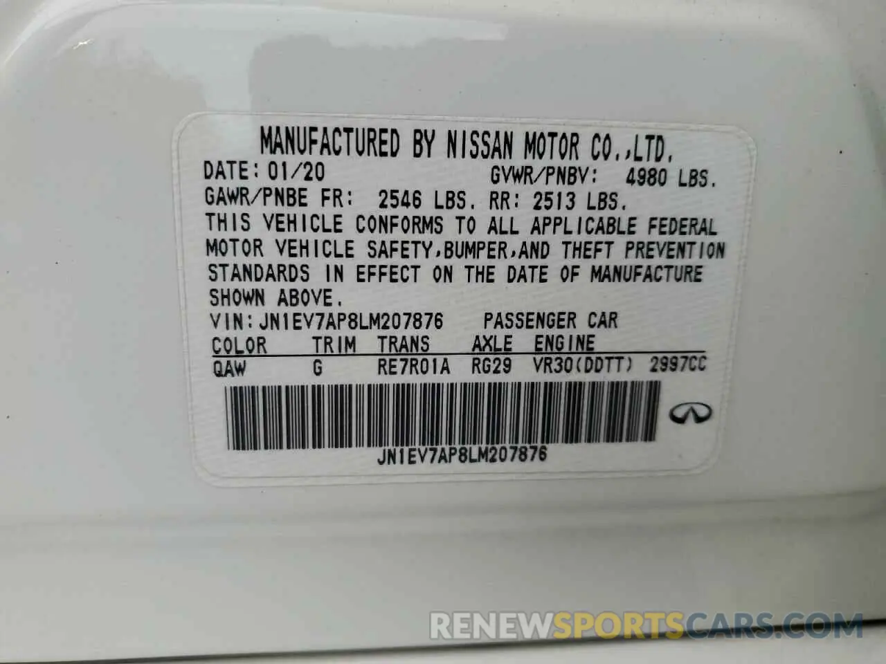13 Фотография поврежденного автомобиля JN1EV7AP8LM207876 INFINITI Q50 2020