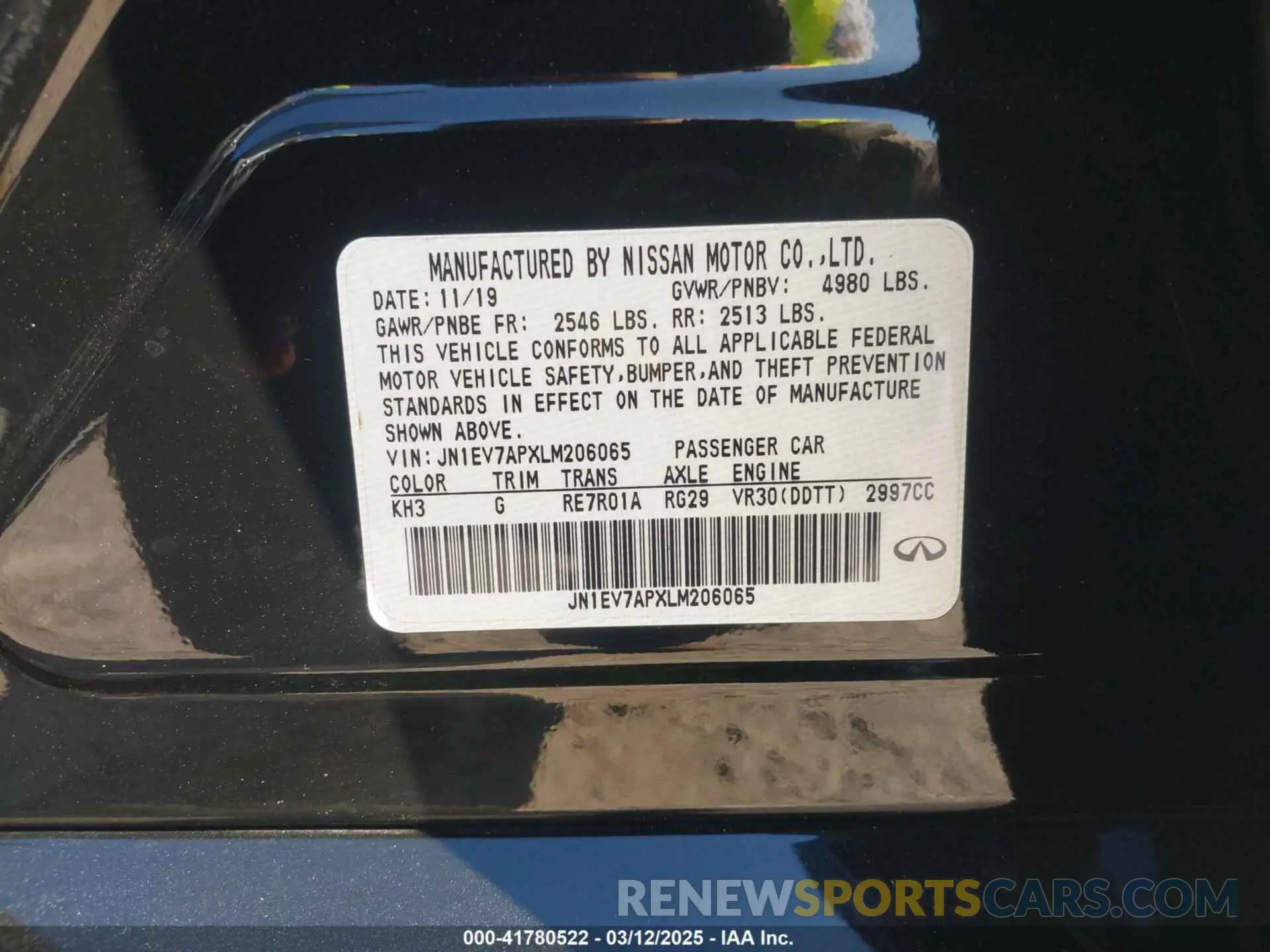 9 Фотография поврежденного автомобиля JN1EV7APXLM206065 INFINITI Q50 2020