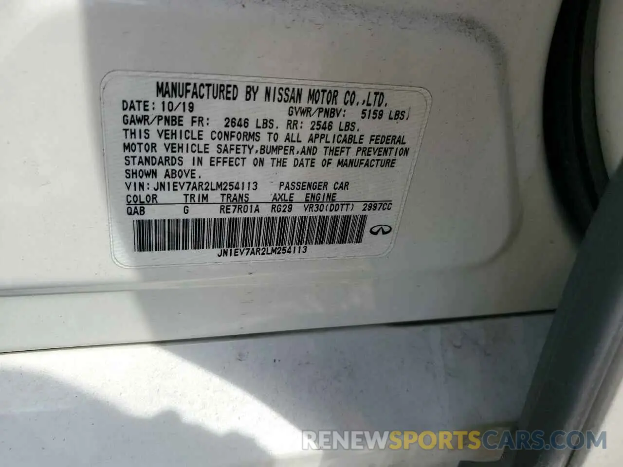 13 Фотография поврежденного автомобиля JN1EV7AR2LM254113 INFINITI Q50 2020