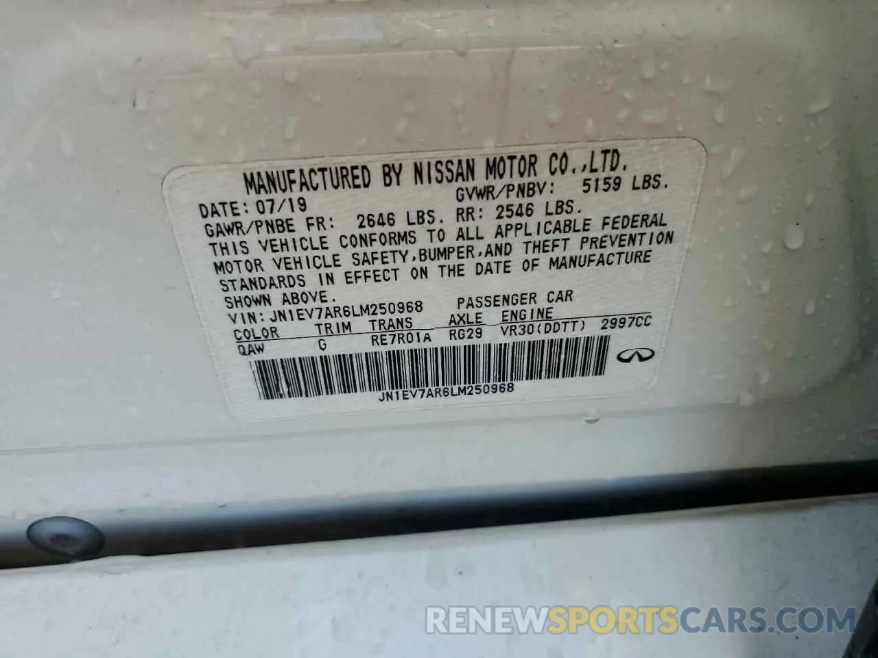 13 Фотография поврежденного автомобиля JN1EV7AR6LM250968 INFINITI Q50 2020