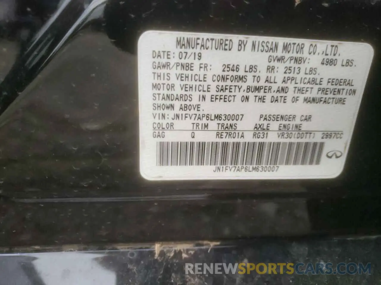 13 Фотография поврежденного автомобиля JN1FV7AP6LM630007 INFINITI Q50 2020