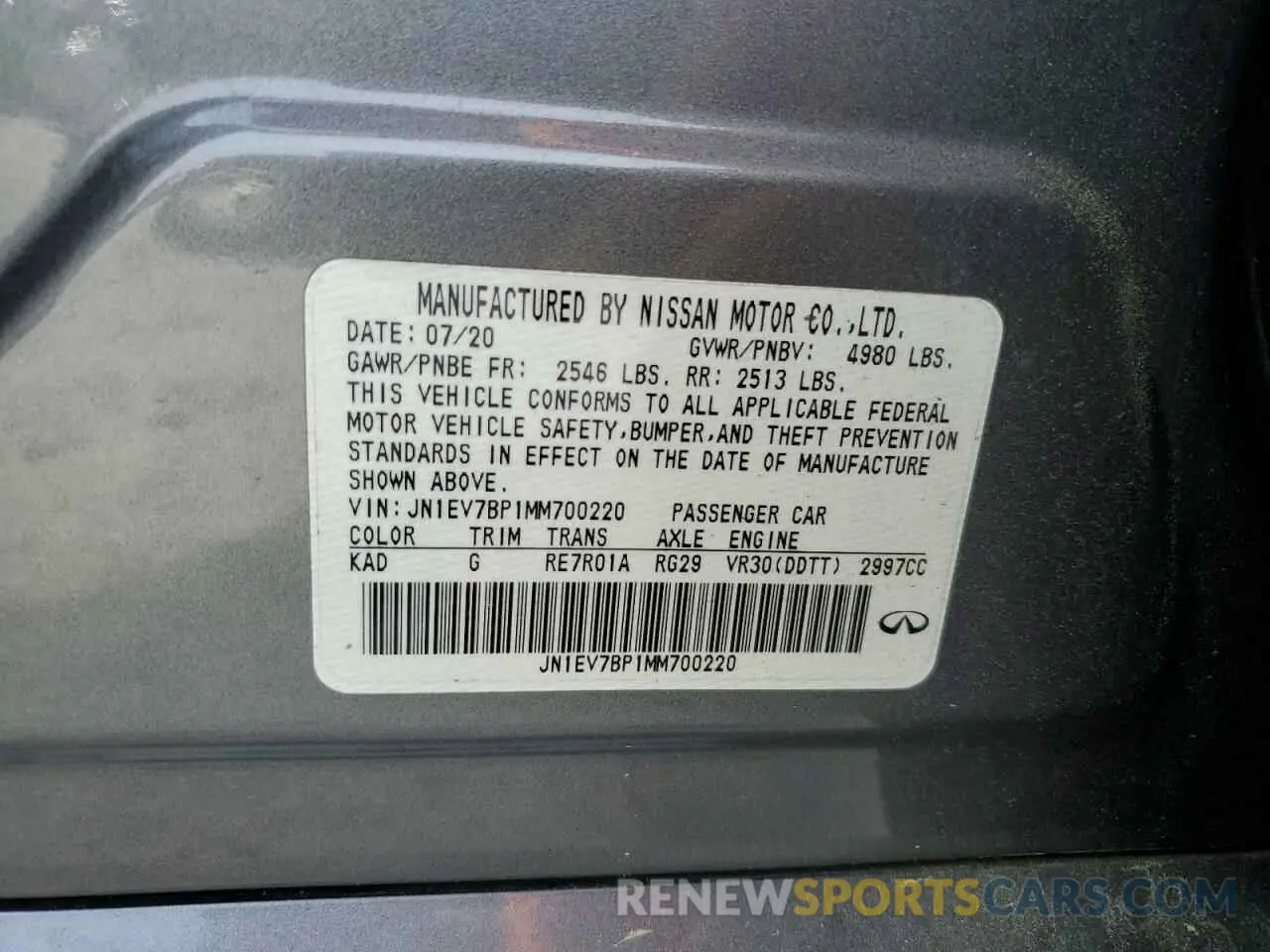12 Фотография поврежденного автомобиля JN1EV7BP1MM700220 INFINITI Q50 2021