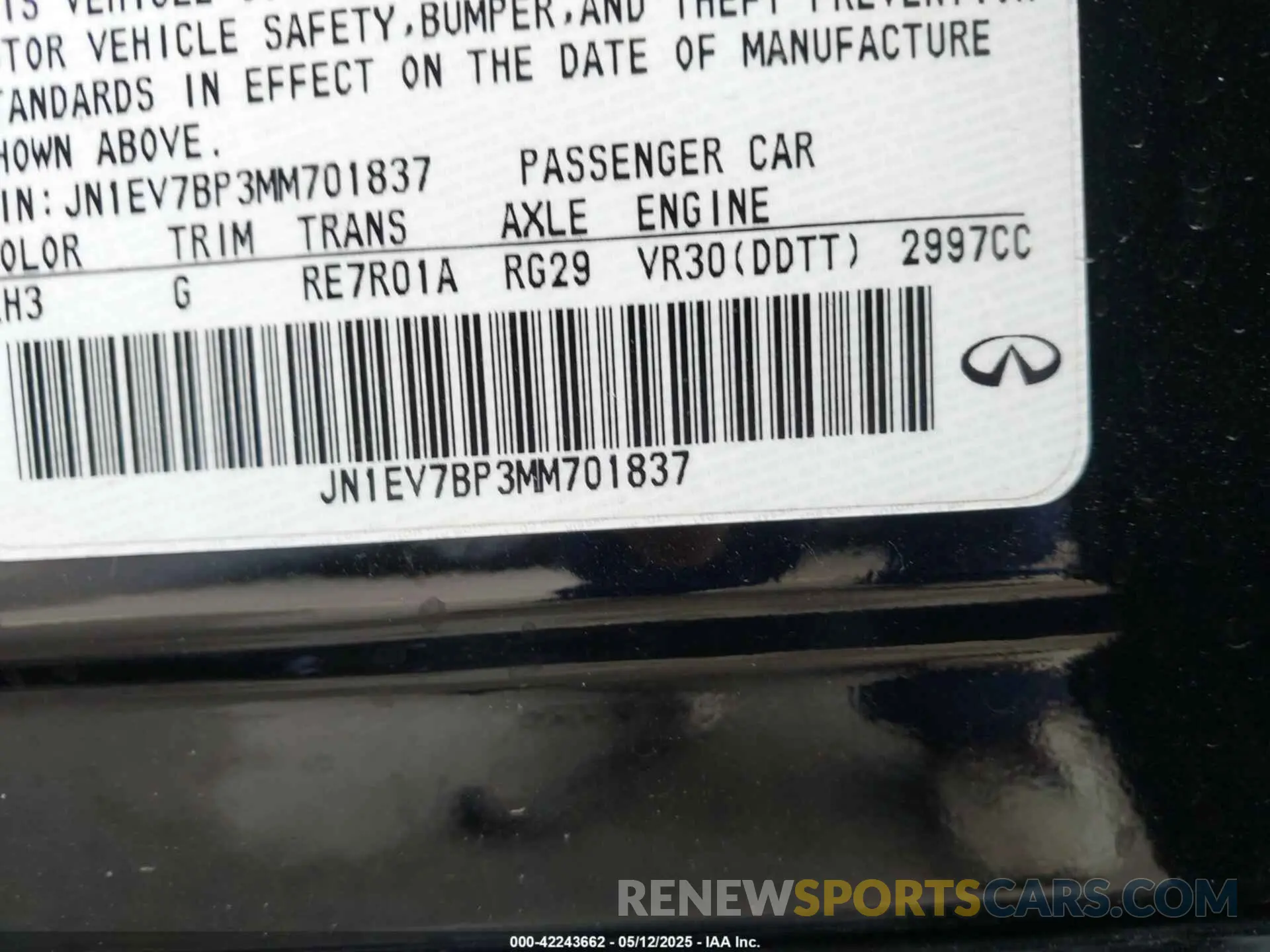 9 Фотография поврежденного автомобиля JN1EV7BP3MM701837 INFINITI Q50 2021