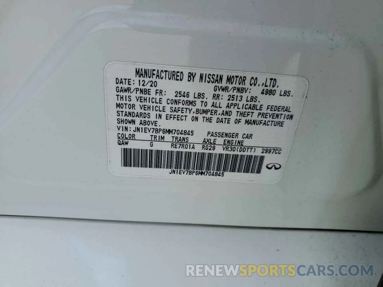 12 Photograph of a damaged car JN1EV7BP6MM704845 INFINITI Q50 2021