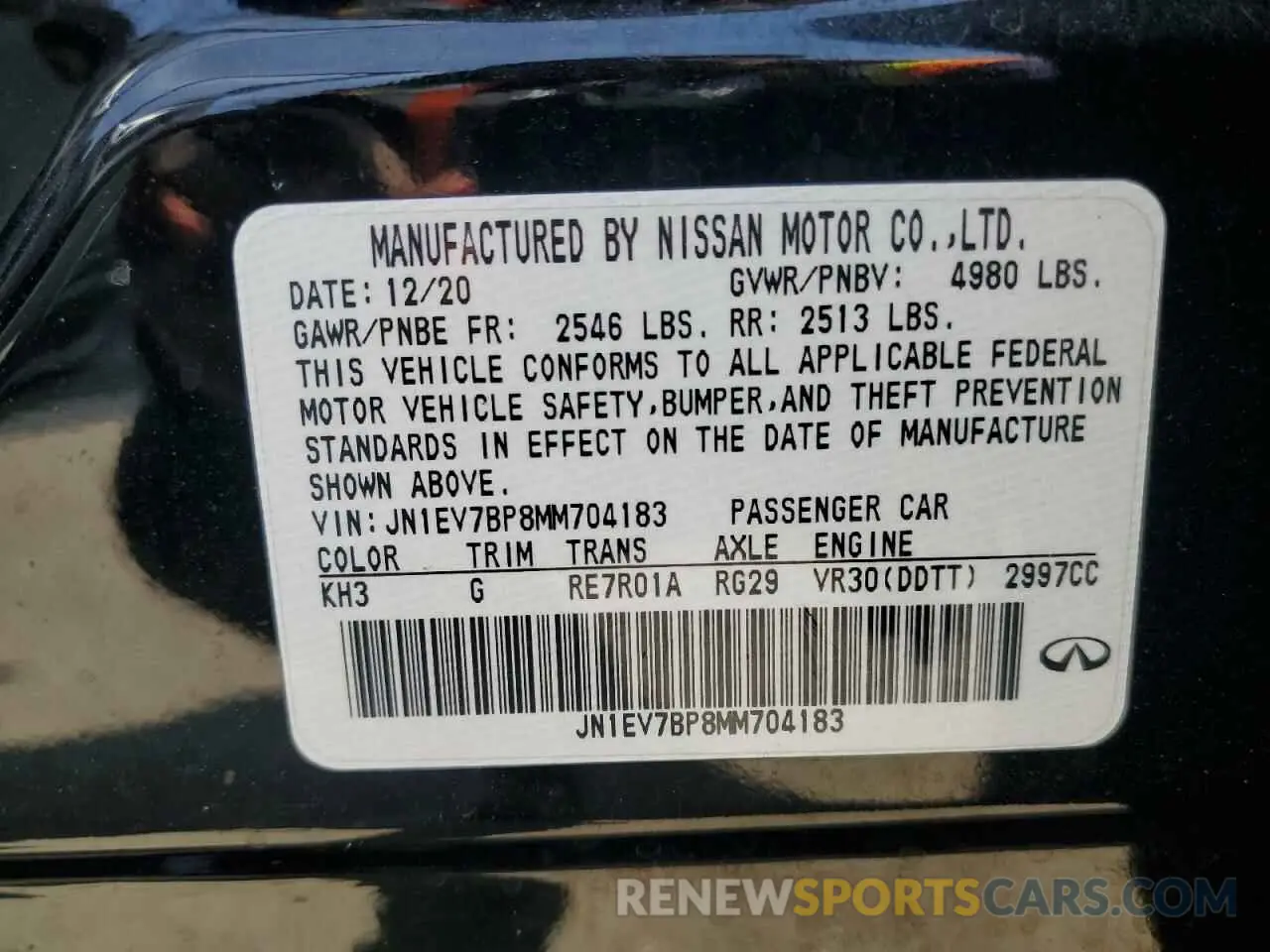 12 Фотография поврежденного автомобиля JN1EV7BP8MM704183 INFINITI Q50 2021
