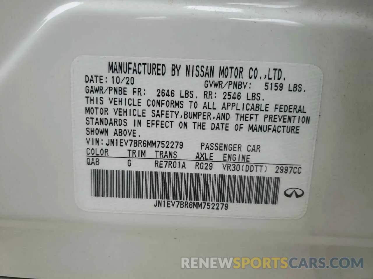12 Фотография поврежденного автомобиля JN1EV7BR6MM752279 INFINITI Q50 2021