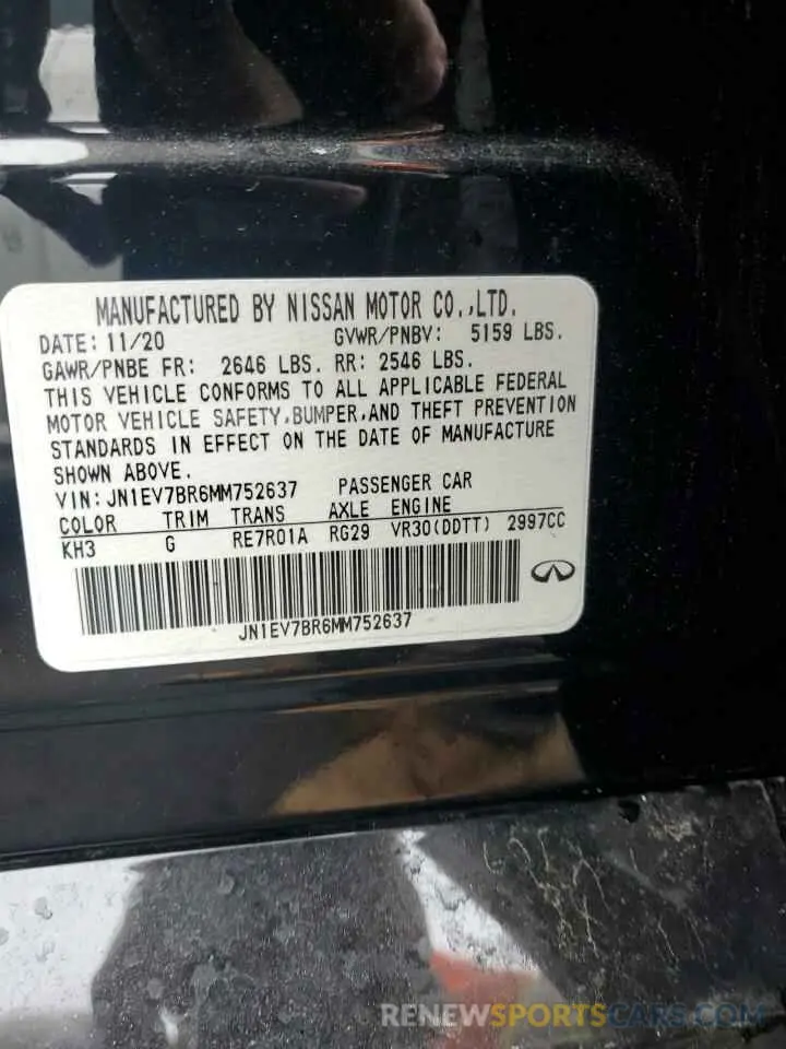 12 Фотография поврежденного автомобиля JN1EV7BR6MM752637 INFINITI Q50 2021