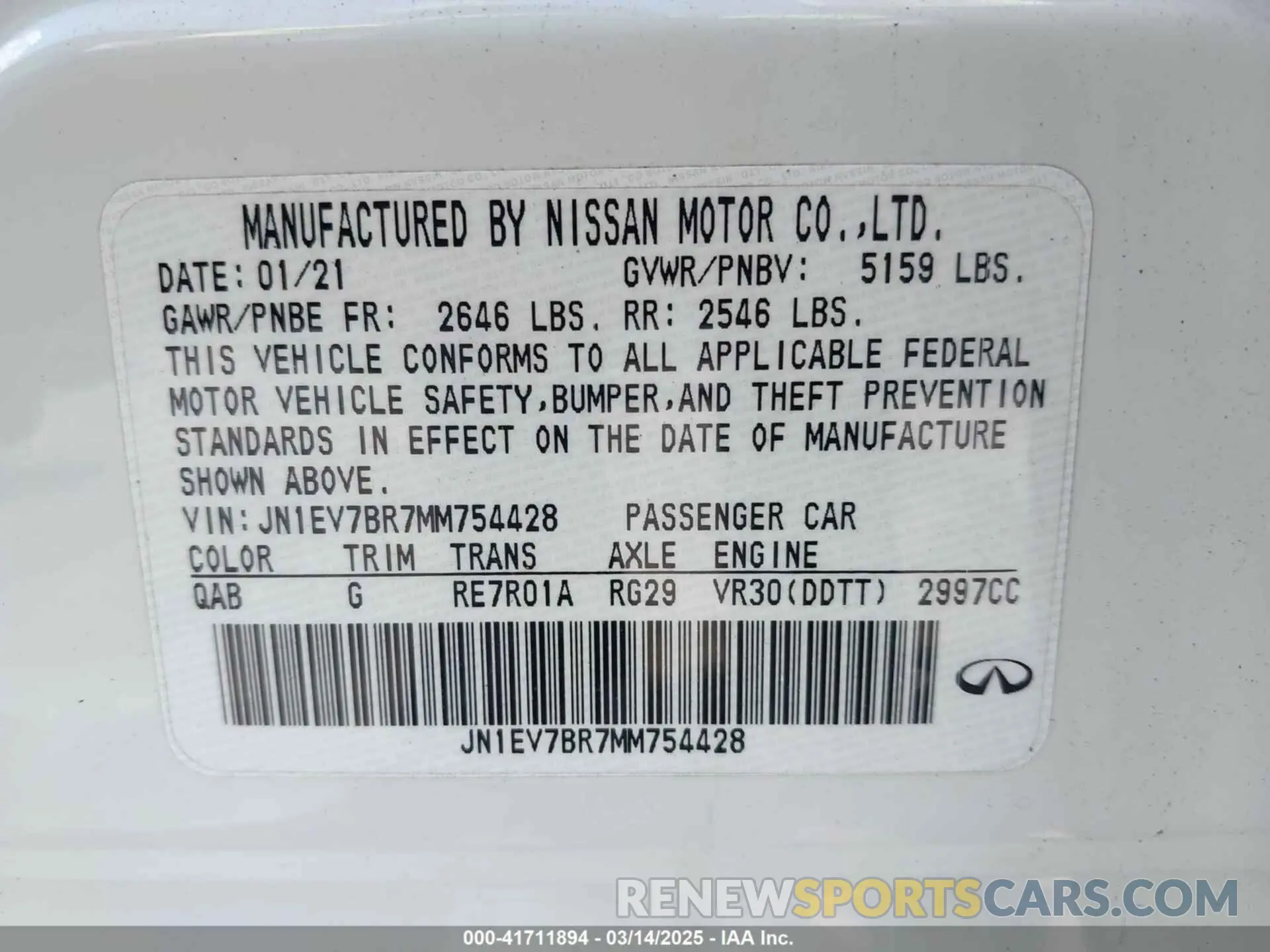 9 Photograph of a damaged car JN1EV7BR7MM754428 INFINITI Q50 2021