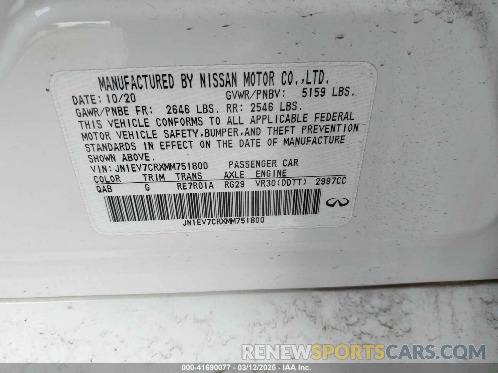 9 Photograph of a damaged car JN1EV7CRXMM751800 INFINITI Q50 2021