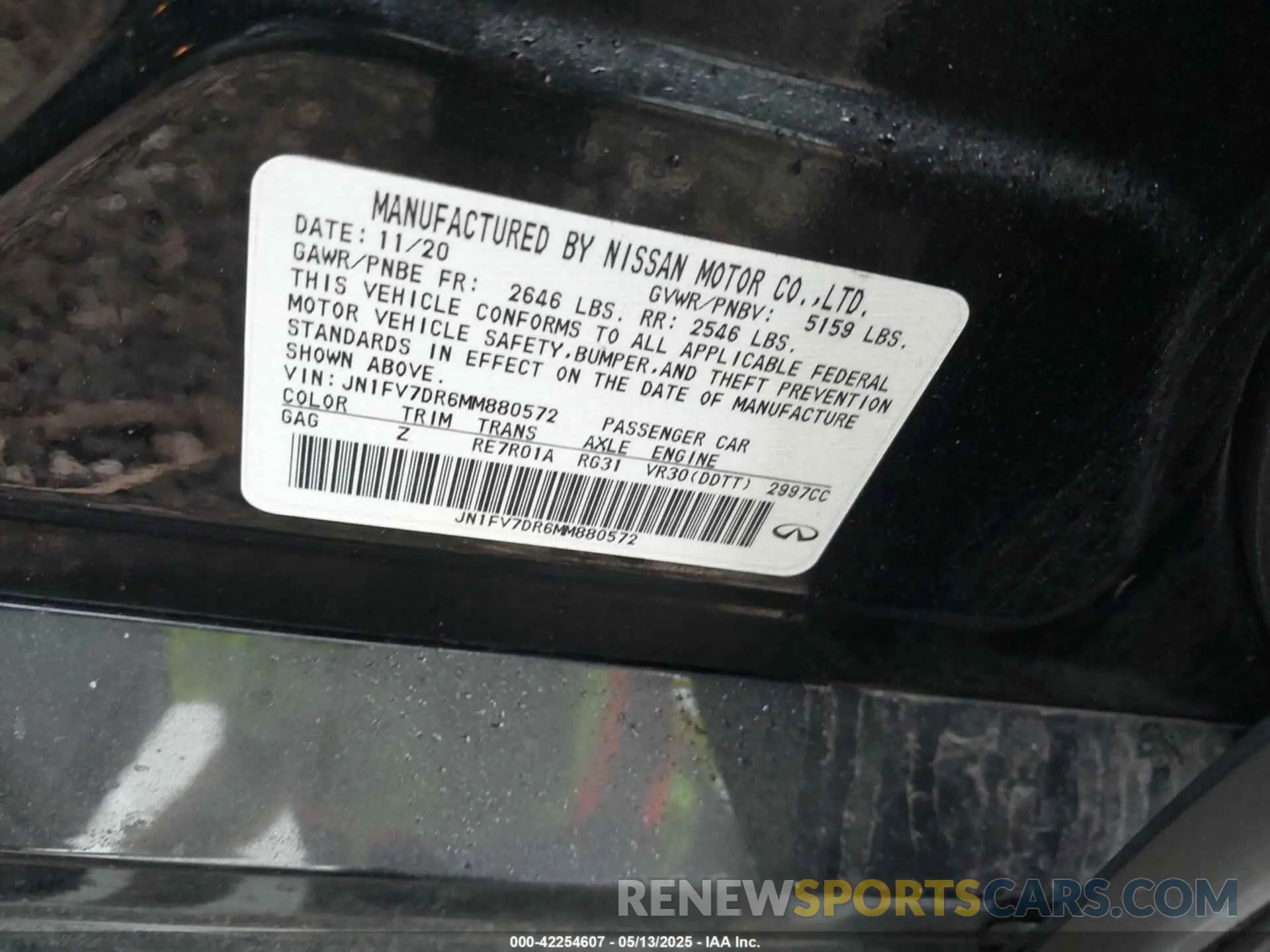 9 Photograph of a damaged car JN1FV7DR6MM880572 INFINITI Q50 2021