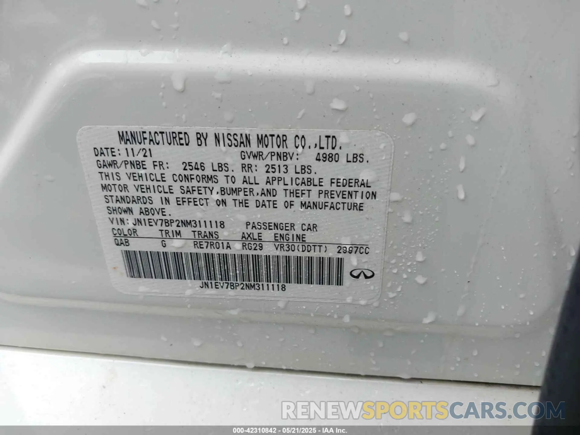 9 Фотография поврежденного автомобиля JN1EV7BP2NM311118 INFINITI Q50 2022