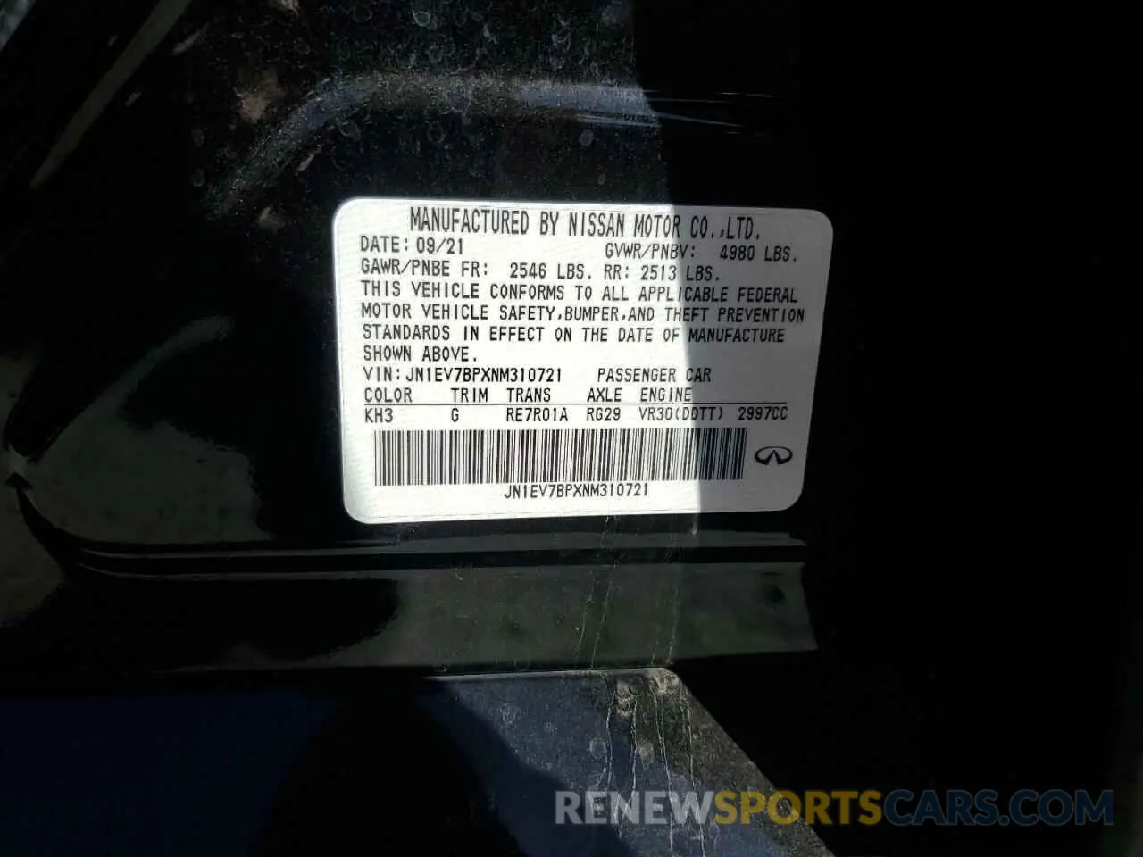 13 Фотография поврежденного автомобиля JN1EV7BPXNM310721 INFINITI Q50 2022