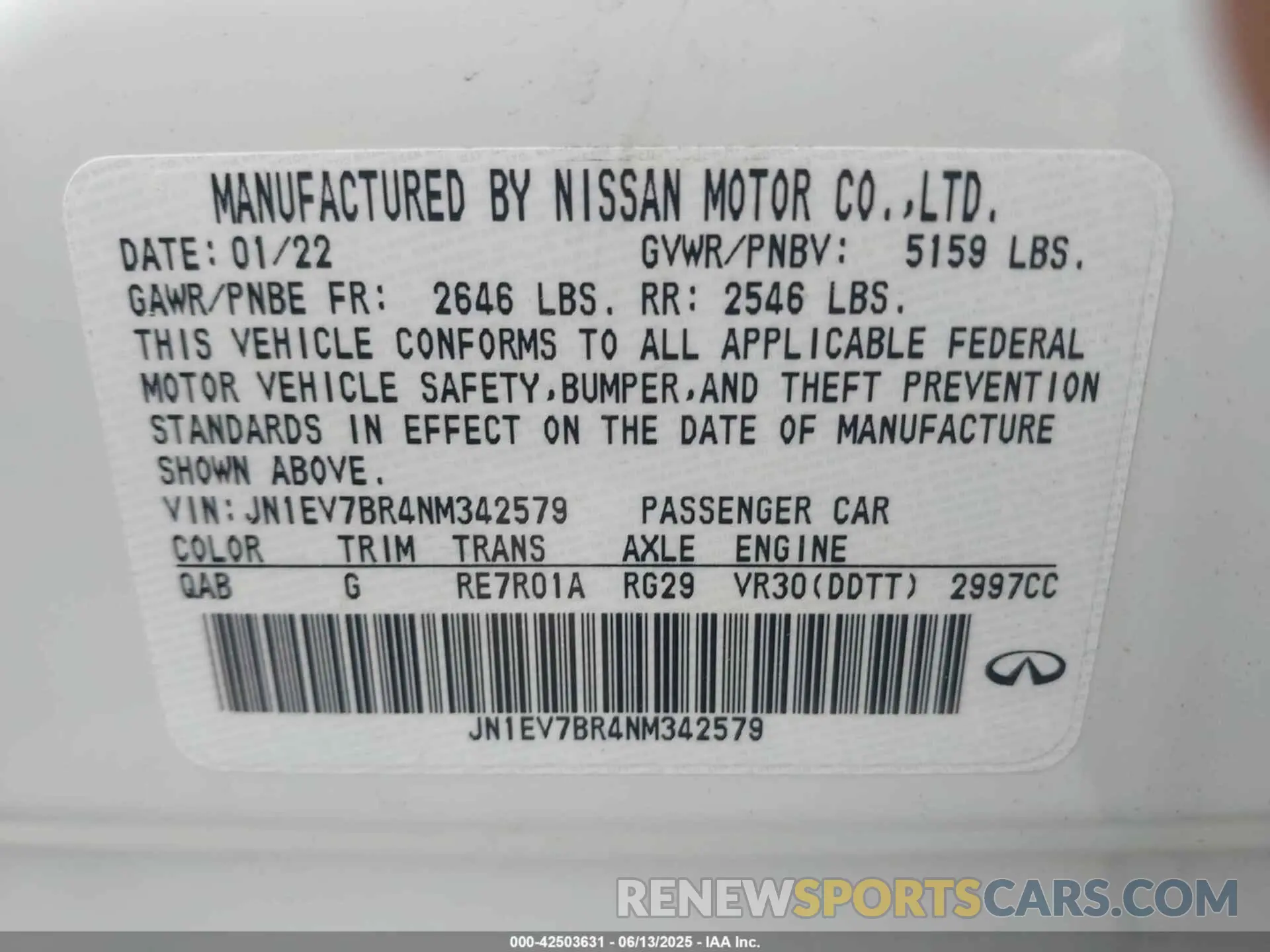 9 Photograph of a damaged car JN1EV7BR4NM342579 INFINITI Q50 2022