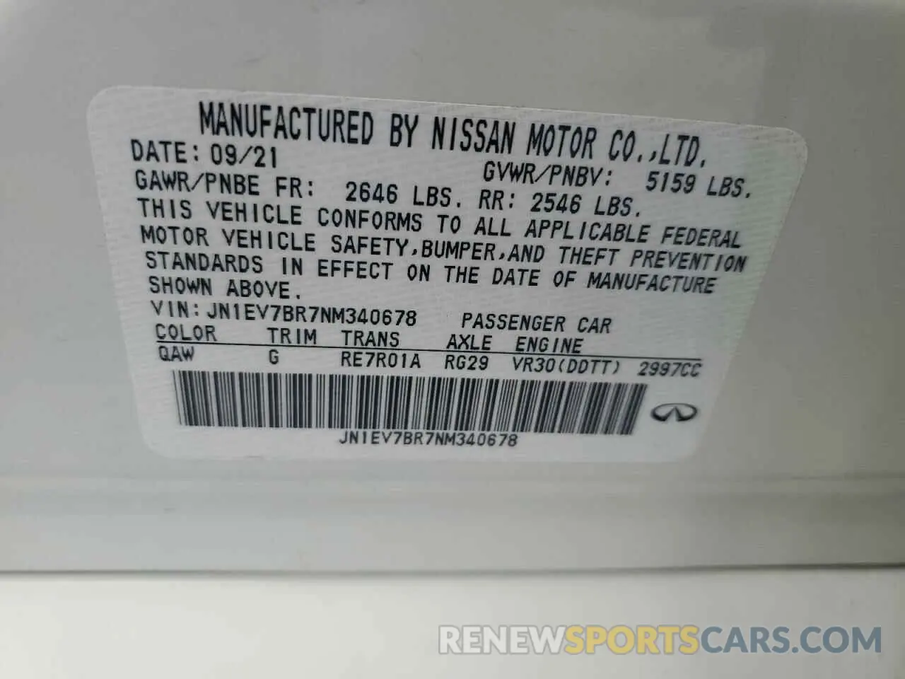 12 Фотография поврежденного автомобиля JN1EV7BR7NM340678 INFINITI Q50 2022